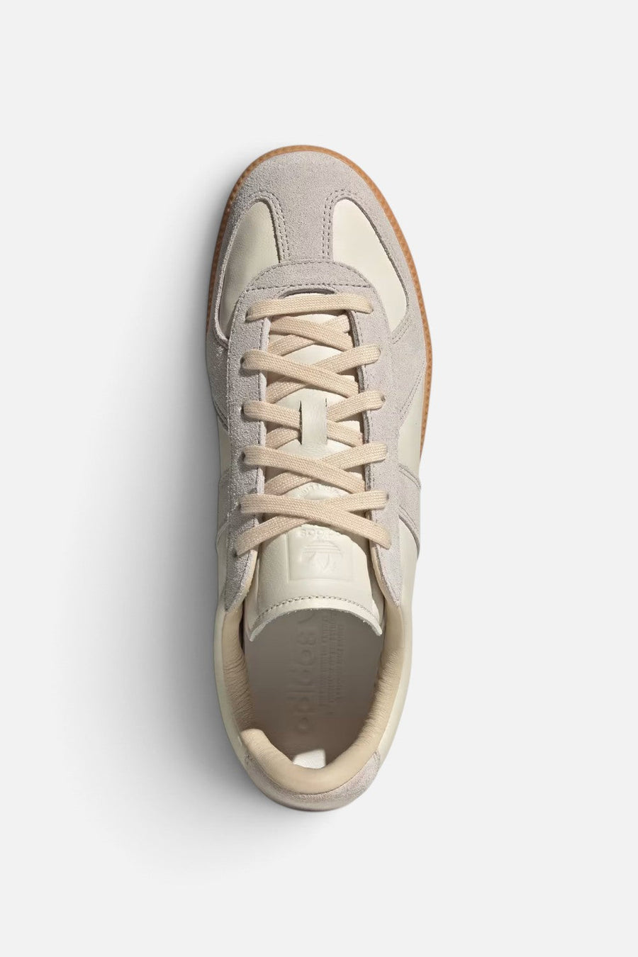 Adidas Unisex BW Army Sneaker in Chalk White, Clear Granite, and Gum – flat lay