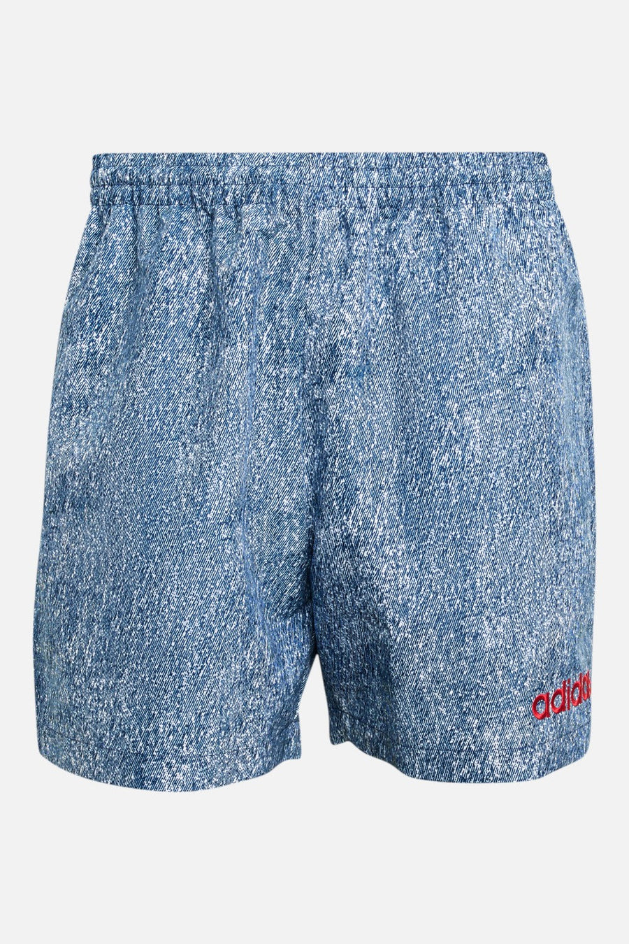 Adidas USA 94 Denim Graphic Shorts in White & Dark Blue – detail