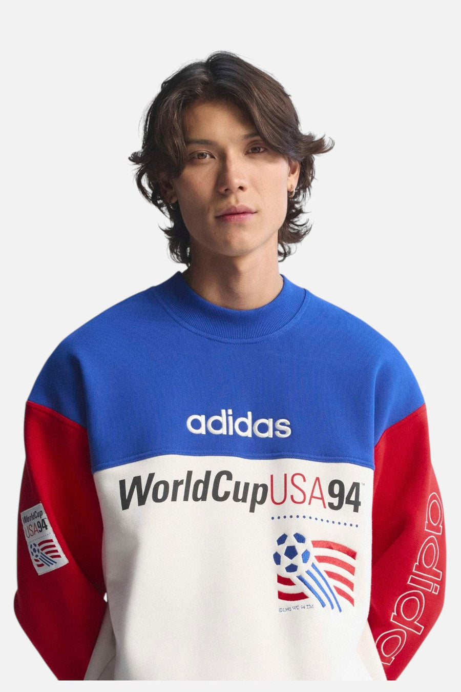 Adidas USA 94 Graphic Sweatshirt in Royal Blue & Cloud White – front view