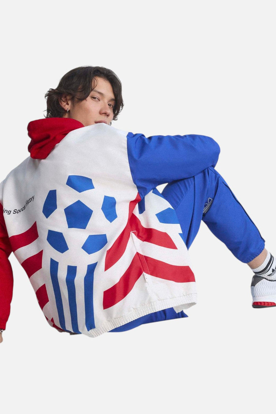 Adidas USA 94 Graphic Woven Track Jacket in Cloud White – flat lay