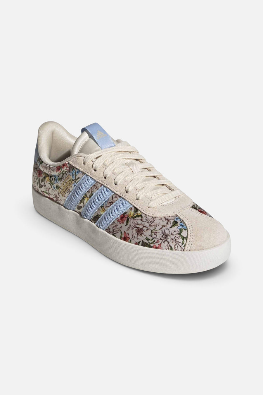 Adidas VL Court 3.0 Sneaker in Ecru Tint, Clear Sky, and Off White – side view