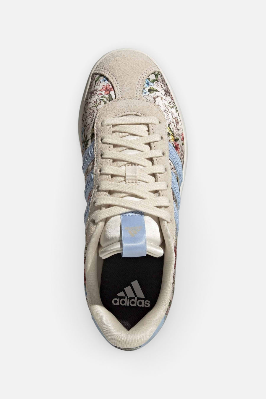 Adidas VL Court 3.0 Sneaker in Ecru Tint, Clear Sky, and Off White – top view