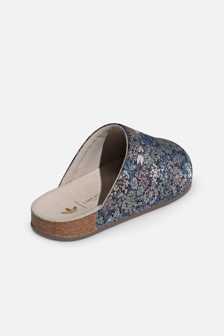 Adidas Women's Adimule x Liberty London in Wonder Beige, Gold Metallic, and Gum – back view