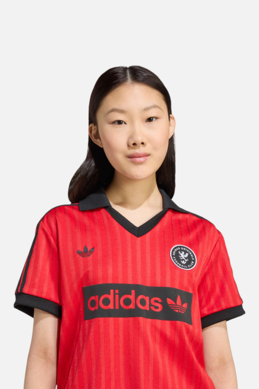 Adidas Women's Graphic Soccer Jersey in Better Scarlet – back view