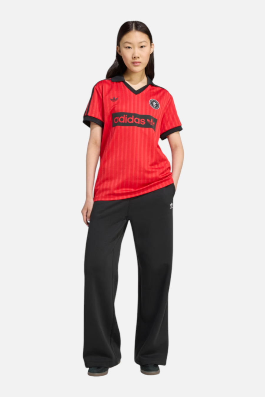 Adidas Women's Graphic Soccer Jersey in Better Scarlet – front view