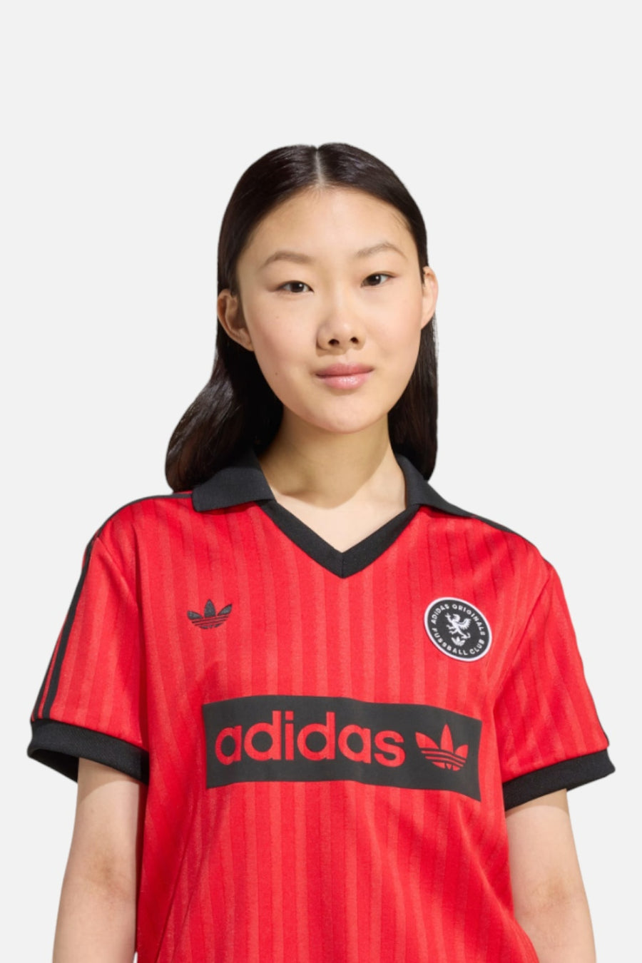 Adidas Women's Graphic Soccer Jersey in Better Scarlet – side view