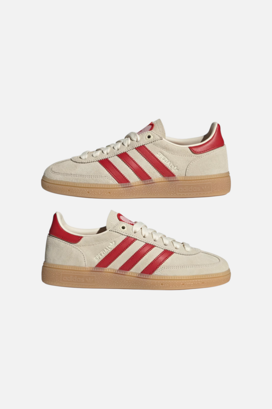 Adidas Women's Handball Spezial in Cream White, Better Scarlet, and Sandy Pink – detail