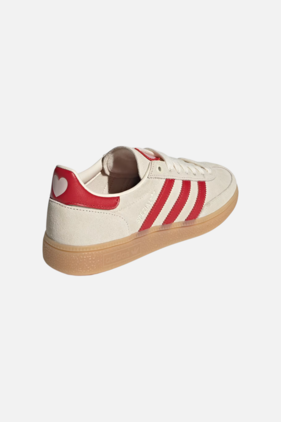 Adidas Women's Handball Spezial in Cream White, Better Scarlet, and Sandy Pink – side view