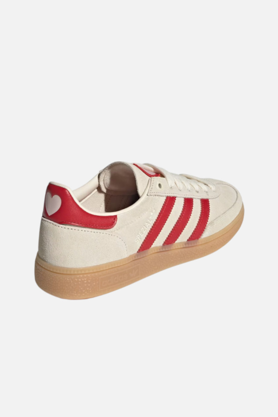 Adidas Women's Handball Spezial in Cream White, Better Scarlet, and Sandy Pink – detail