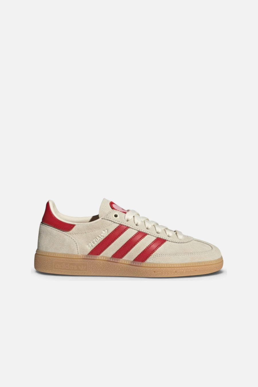 Adidas Women's Handball Spezial in Cream White, Better Scarlet, and Sandy Pink – side view