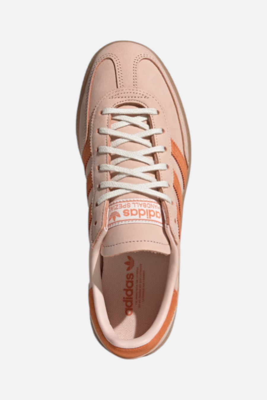 Adidas Women's Handball Spezial Sneaker in Blush Pink & Dusky Orange – back view