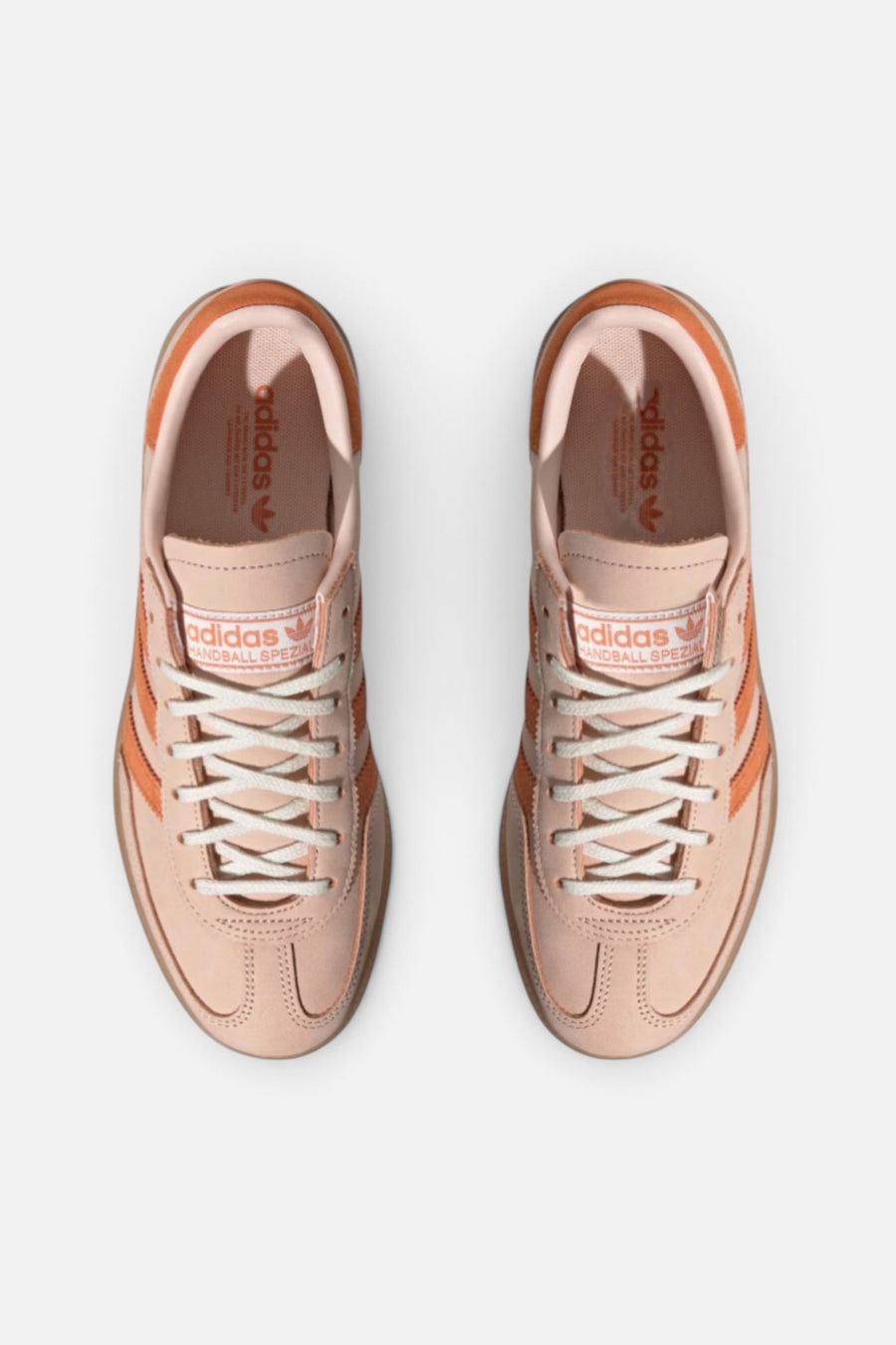 Adidas Women's Handball Spezial Sneaker in Blush Pink & Dusky Orange – top view