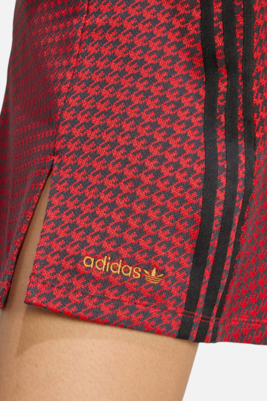Adidas Women's Houndstooth Skirt in Better Scarlet & Black – back view