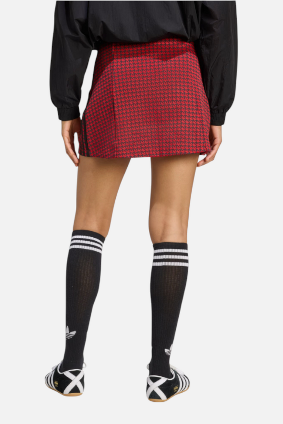 Adidas Women's Houndstooth Skirt in Better Scarlet & Black – detail