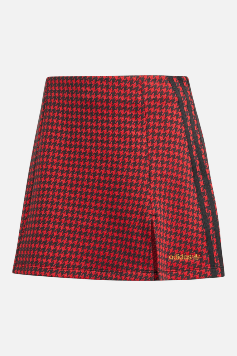 Adidas Women's Houndstooth Skirt in Better Scarlet & Black – flat lay