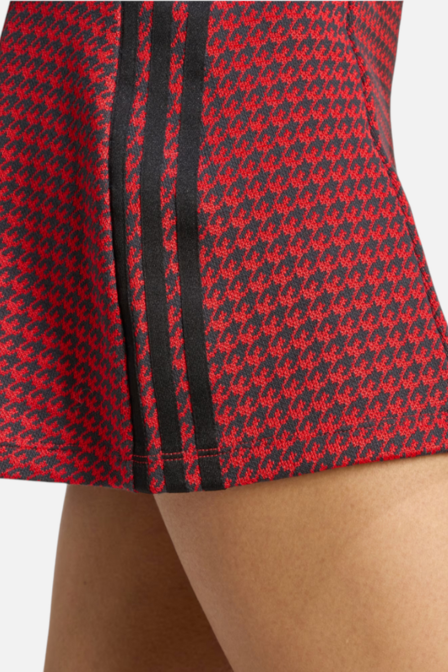 Adidas Women's Houndstooth Skirt in Better Scarlet & Black – side view