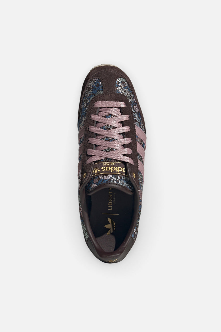 Adidas Women's Japan x Liberty London in Aurora Coffee, Magic Mauve, and Khaki Three – top view