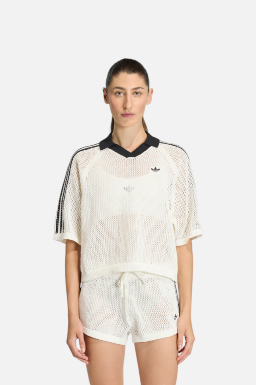 Adidas Women's Knitted Crochet Polo – back view