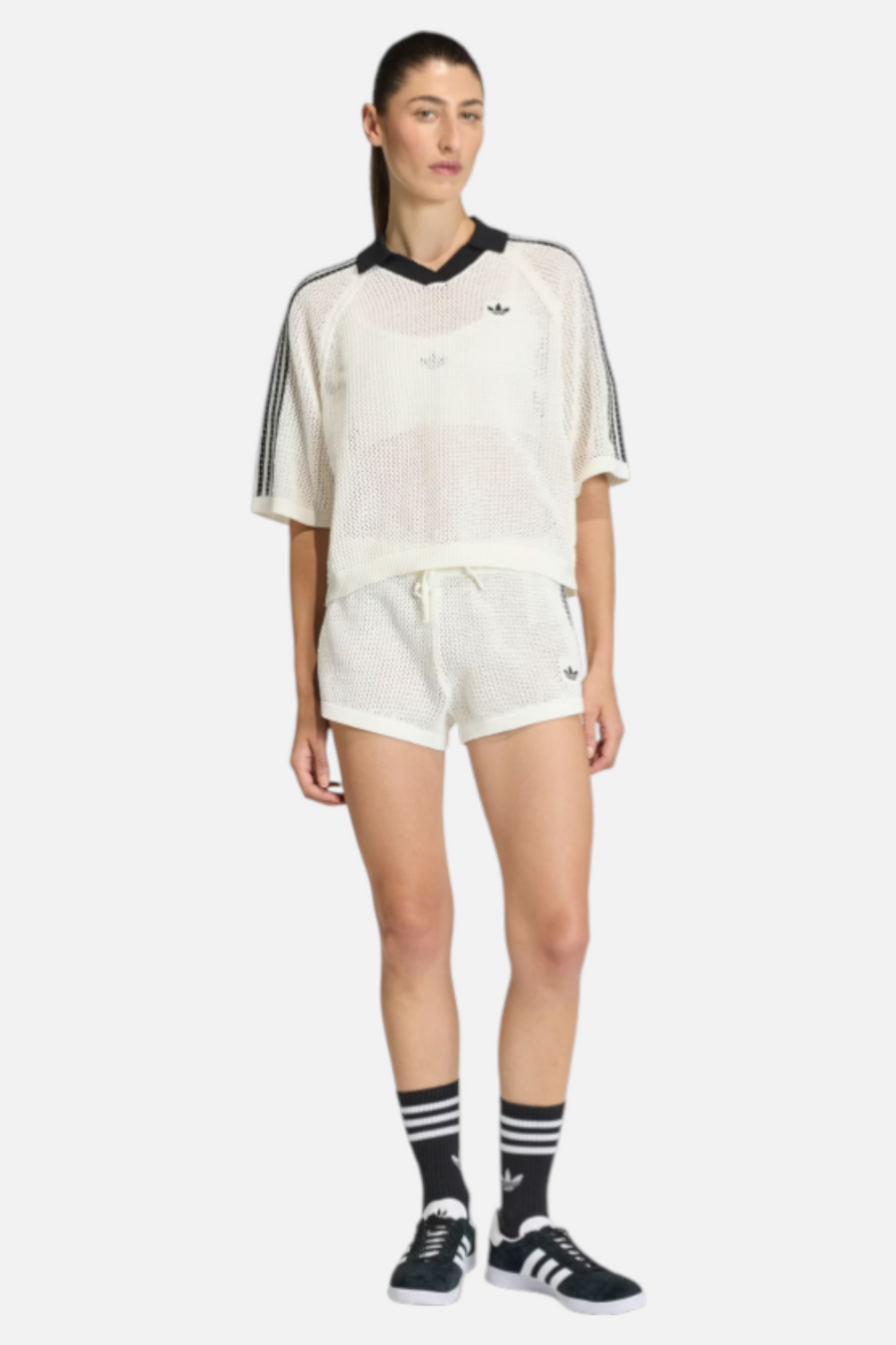 Adidas Women's Knitted Crochet Polo – front view