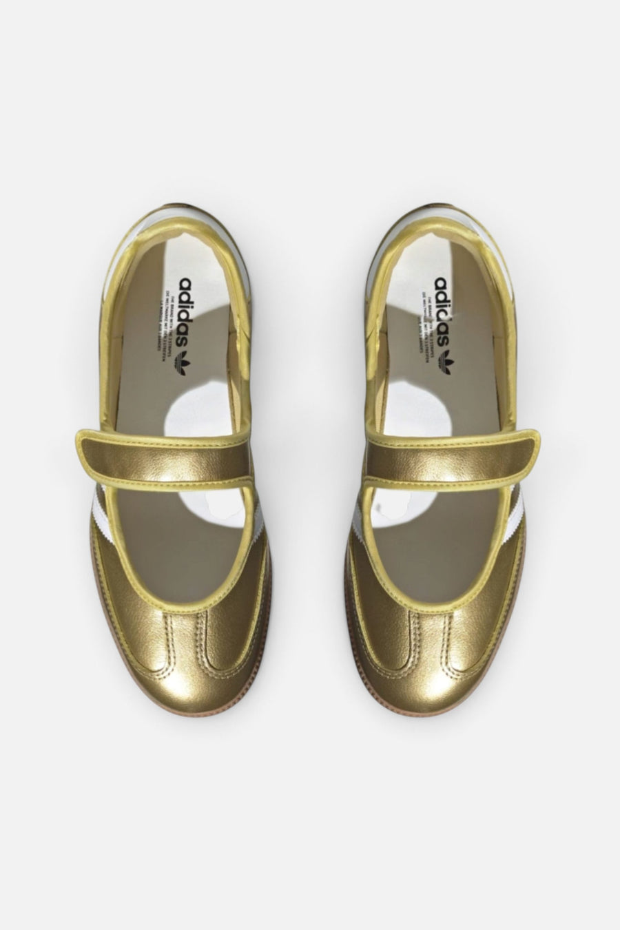 Adidas Women's Samba Jane Flat in Gold Metallic & White – top view