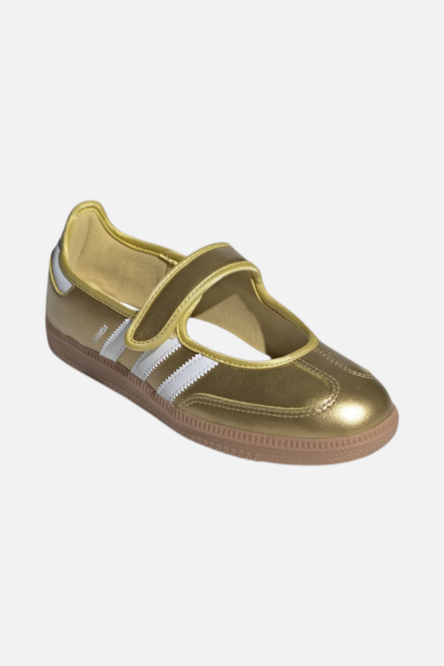 Adidas Women's Samba Jane Flat in Gold Metallic & White – side view