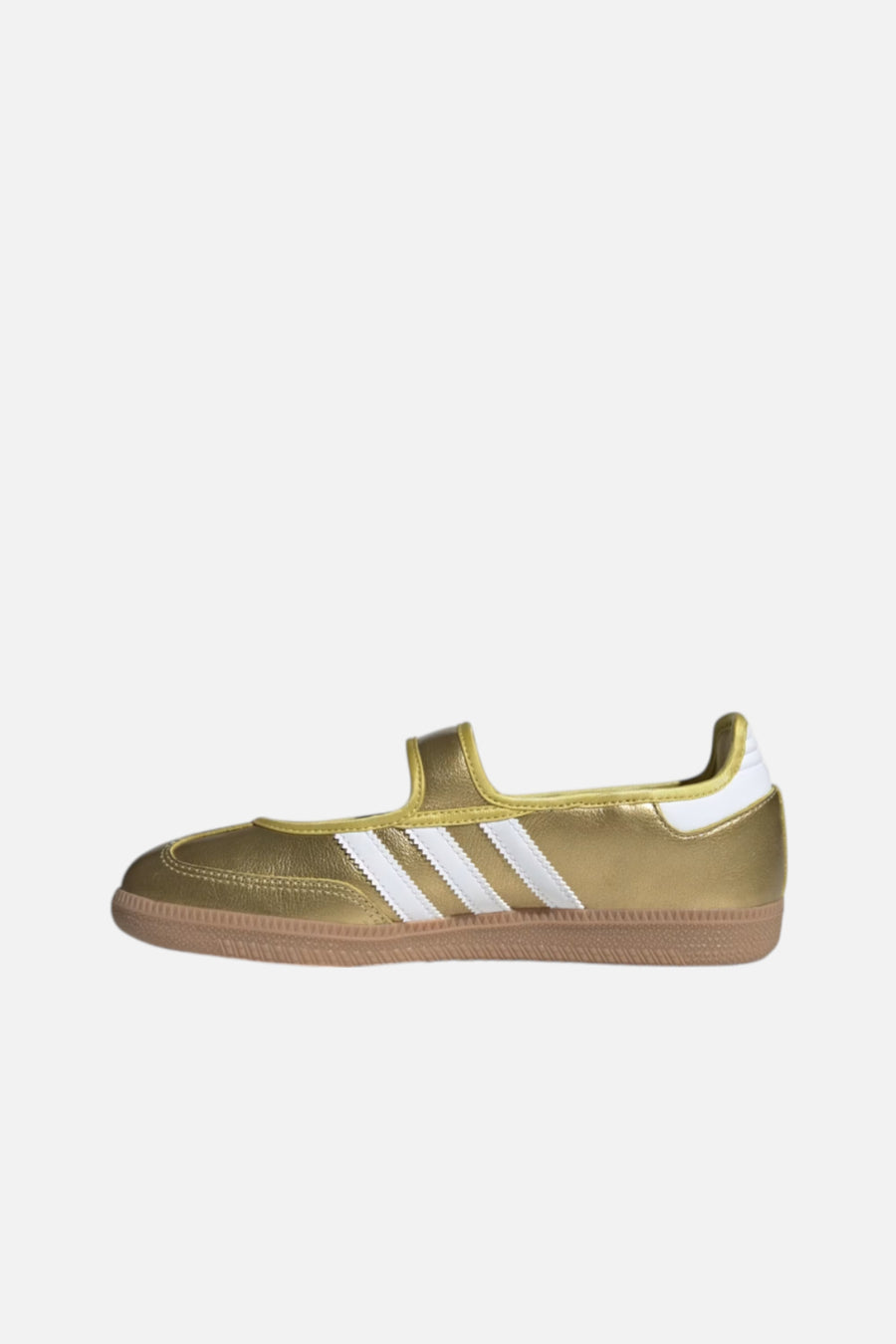 Adidas Women's Samba Jane Flat in Gold Metallic & White – side view