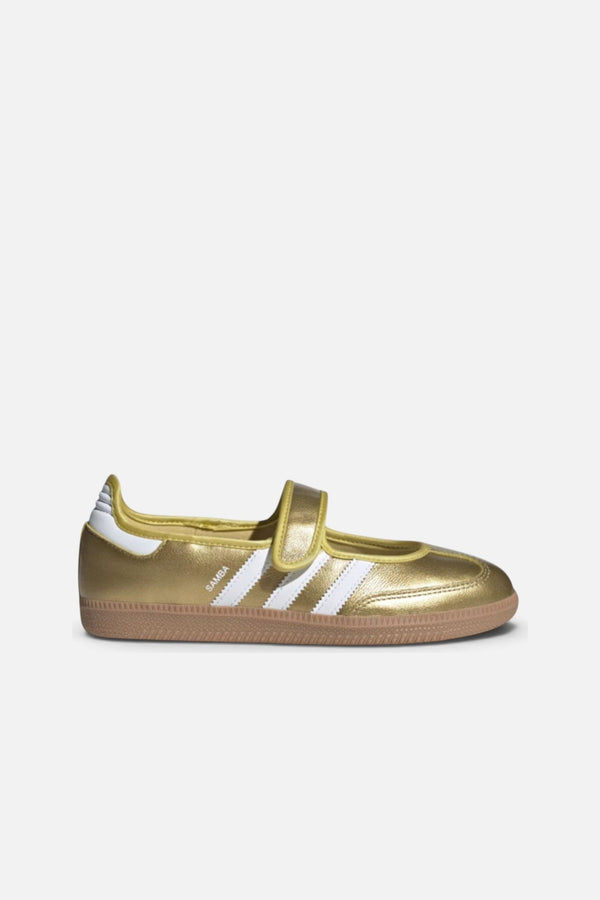 Adidas Women's Samba Jane Flat in Gold Metallic & White