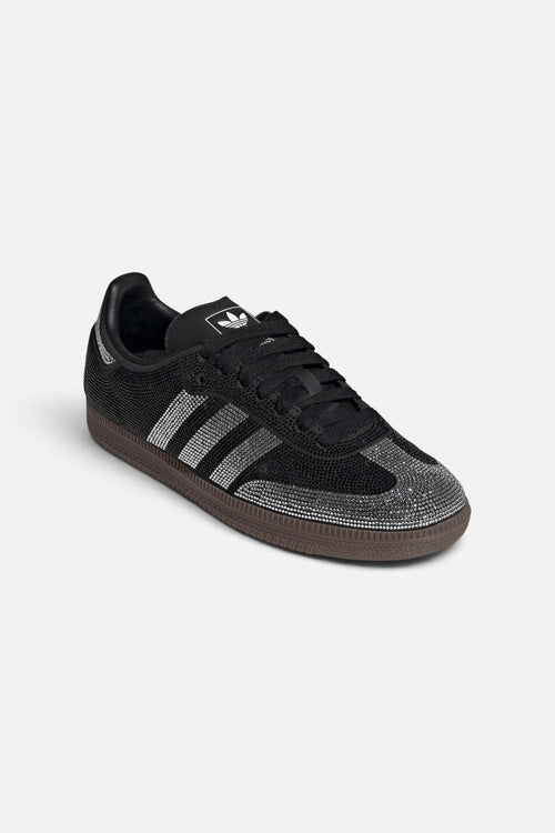 Adidas Women's Samba OG Crystal Embellished Sneaker in Core Black & Core White – front view