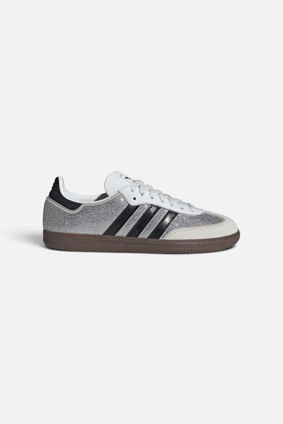 Adidas Women's Samba OG Crystal Embellished Sneakers in Crystal White and Silver Metallic – back view
