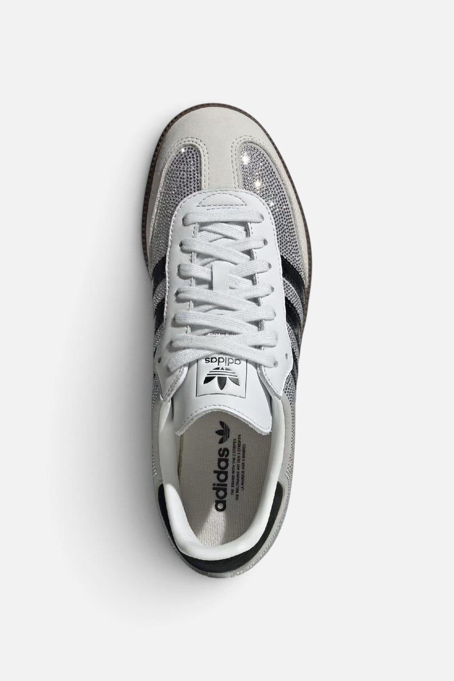 Adidas Women's Samba OG Crystal Embellished Sneakers in Crystal White and Silver Metallic – side view