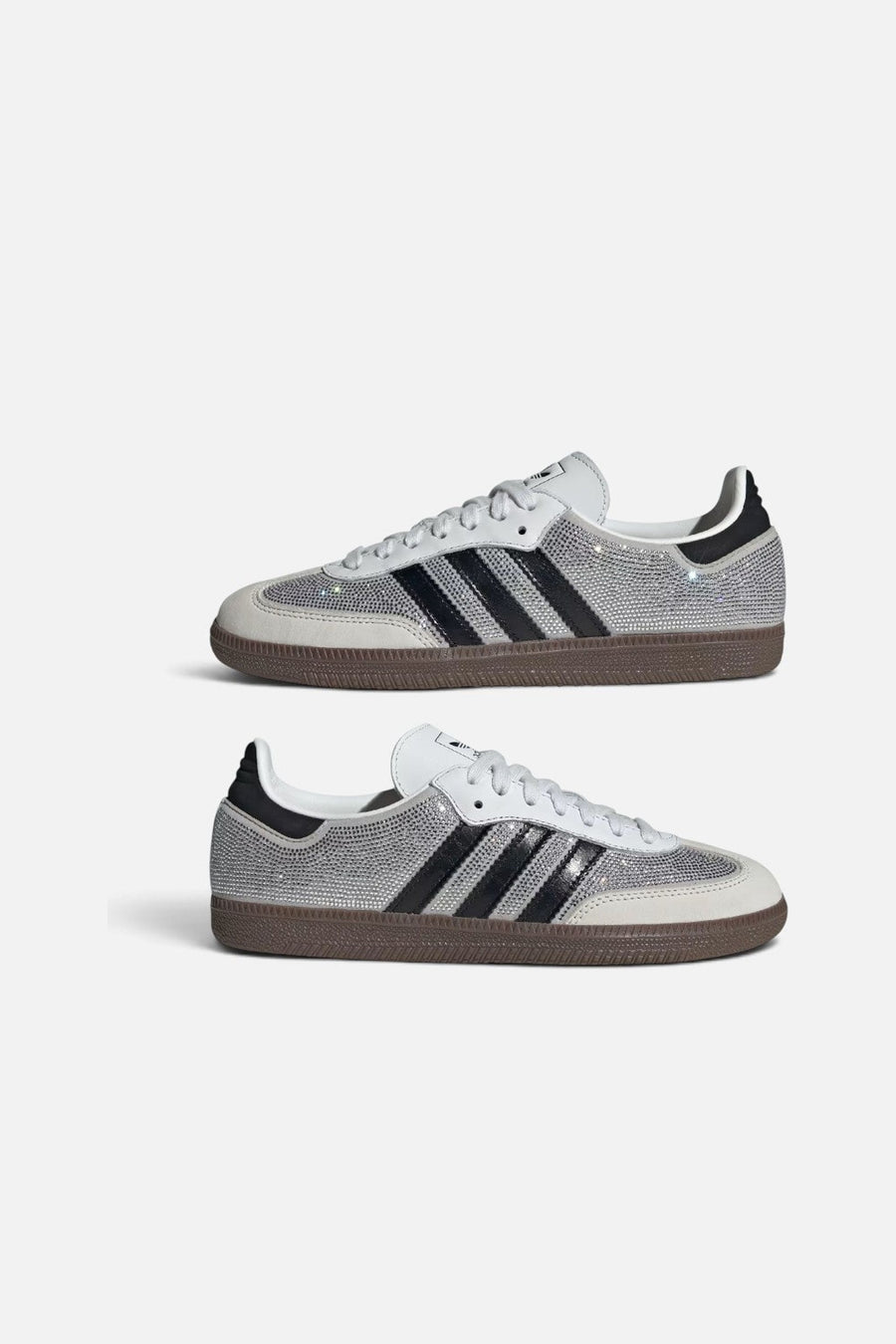 Adidas Women's Samba OG Crystal Embellished Sneakers in Crystal White and Silver Metallic – side view