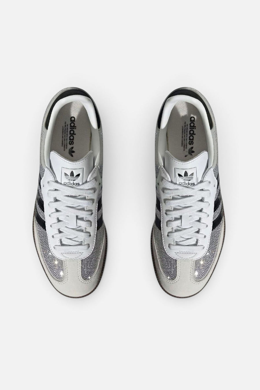 Adidas Women's Samba OG Crystal Embellished Sneakers in Crystal White and Silver Metallic – side view