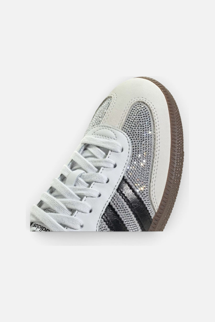Adidas Women's Samba OG Crystal Embellished Sneakers in Crystal White and Silver Metallic – side view