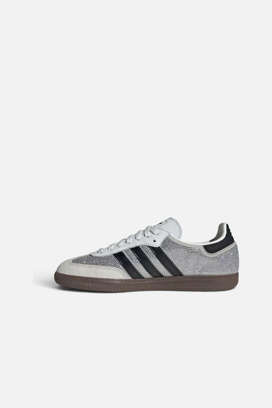 Adidas Women's Samba OG Crystal Embellished Sneakers in Crystal White and Silver Metallic – side view