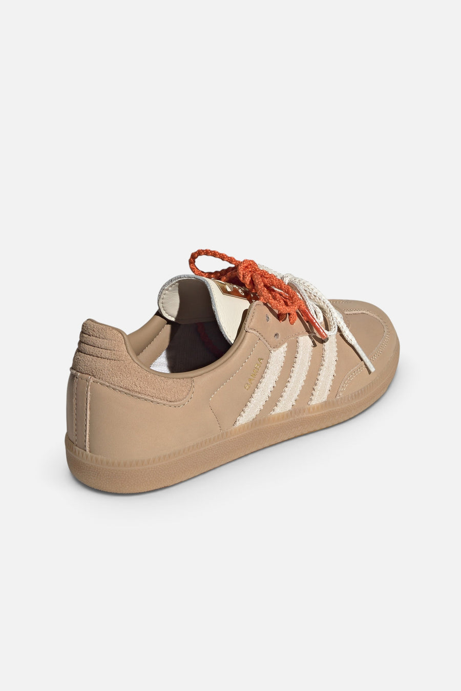 Adidas Women's Samba OG in Magic Beige, Cream White, and Cardboard – back view