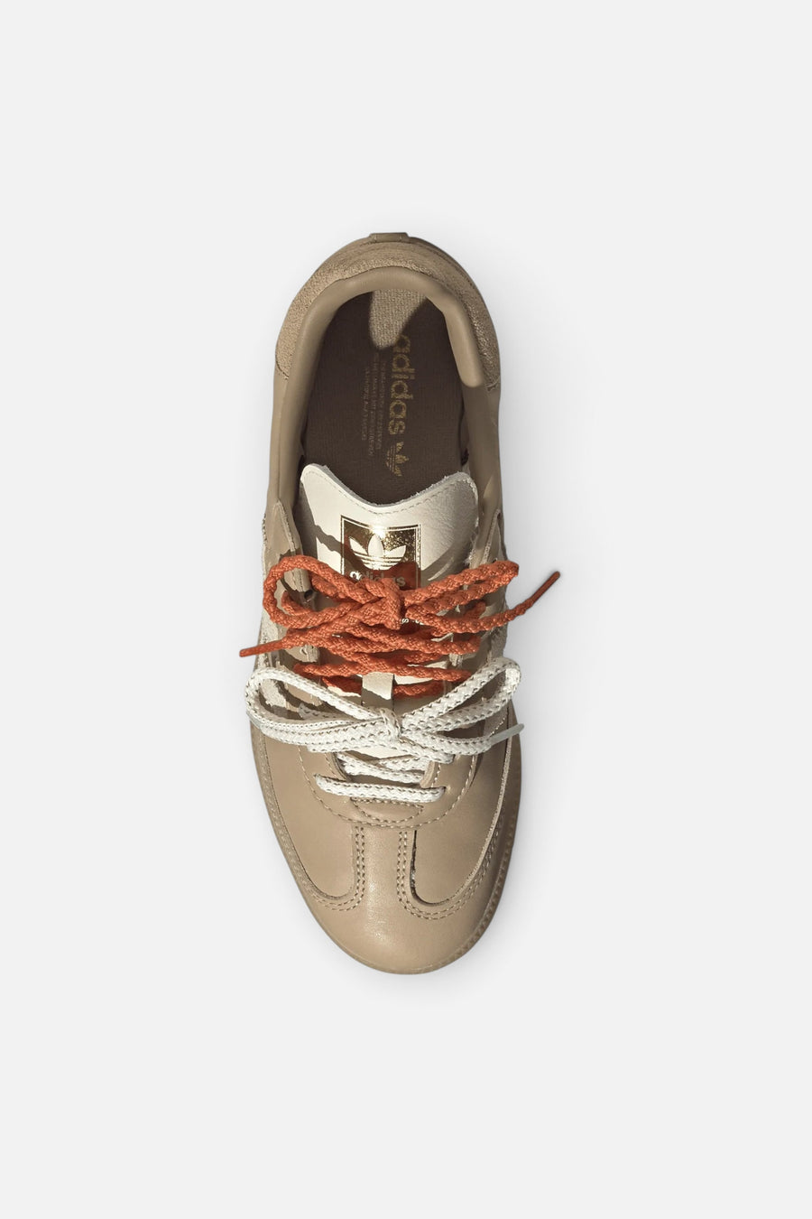 Adidas Women's Samba OG in Magic Beige, Cream White, and Cardboard – top view