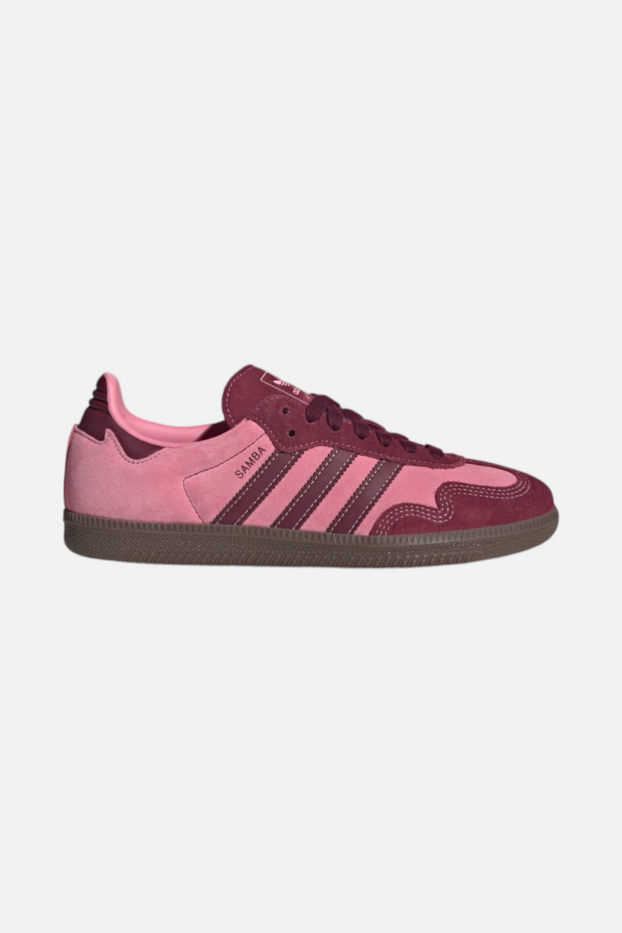 Adidas Women's Samba OG Sneaker in Pink Spark & Shadow Red – back view