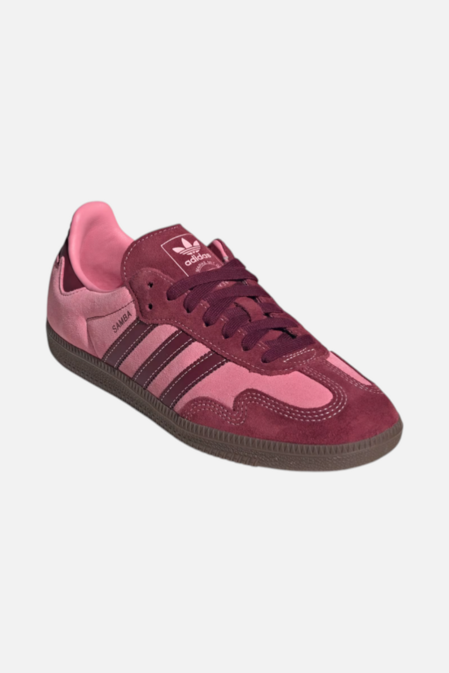 Adidas Women's Samba OG Sneaker in Pink Spark & Shadow Red – front view