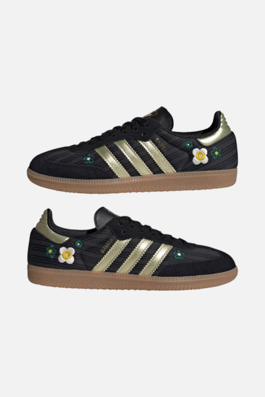 Adidas Women's Samba OG Sneakers in Black and Gold Metallic – detail