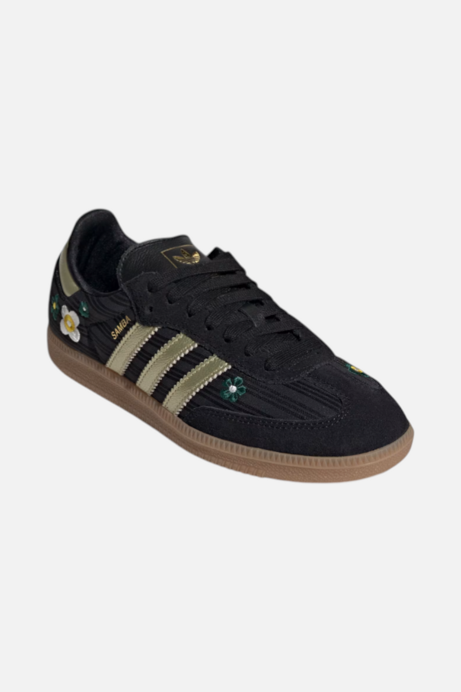 Adidas Women's Samba OG Sneakers in Black and Gold Metallic – side view