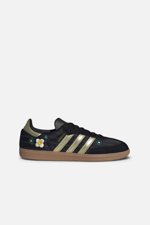 Adidas Women's Samba OG Sneakers in Black and Gold Metallic