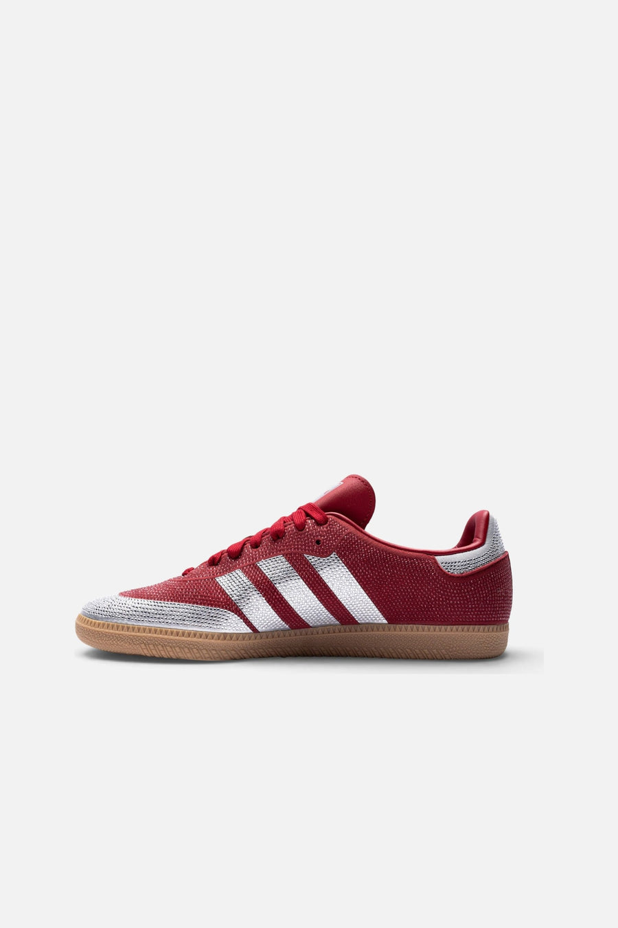 Adidas Women's Samba OG in Team Victory Red and Silver Metallic – side view