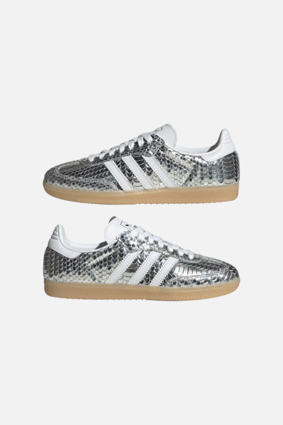 Adidas Women's Samba in Silver Metallic and Cloud white – detail
