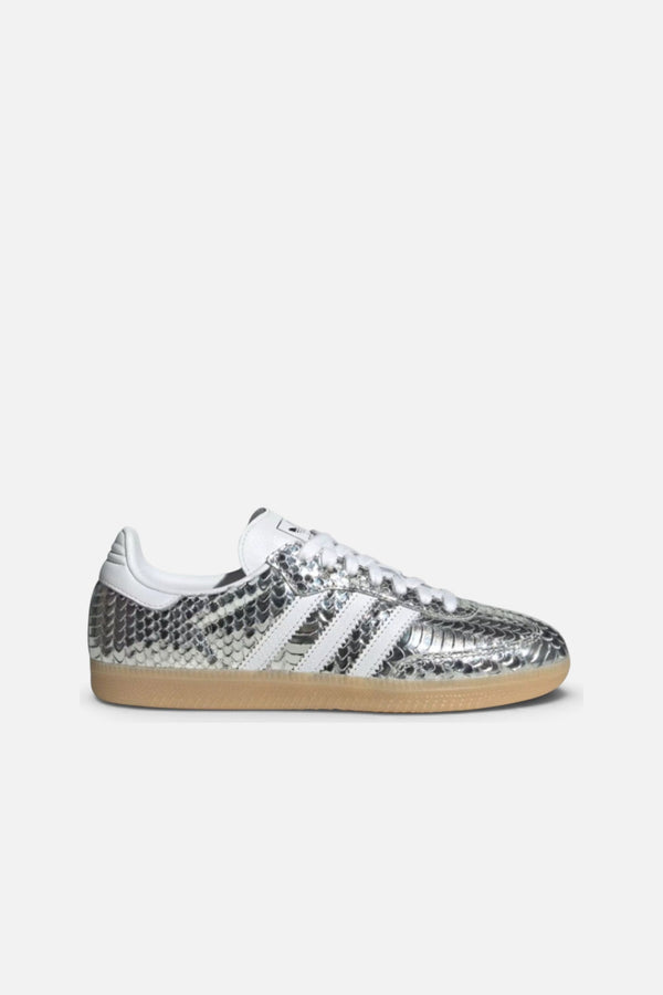 Adidas Women's Samba in Silver Metallic and Cloud white