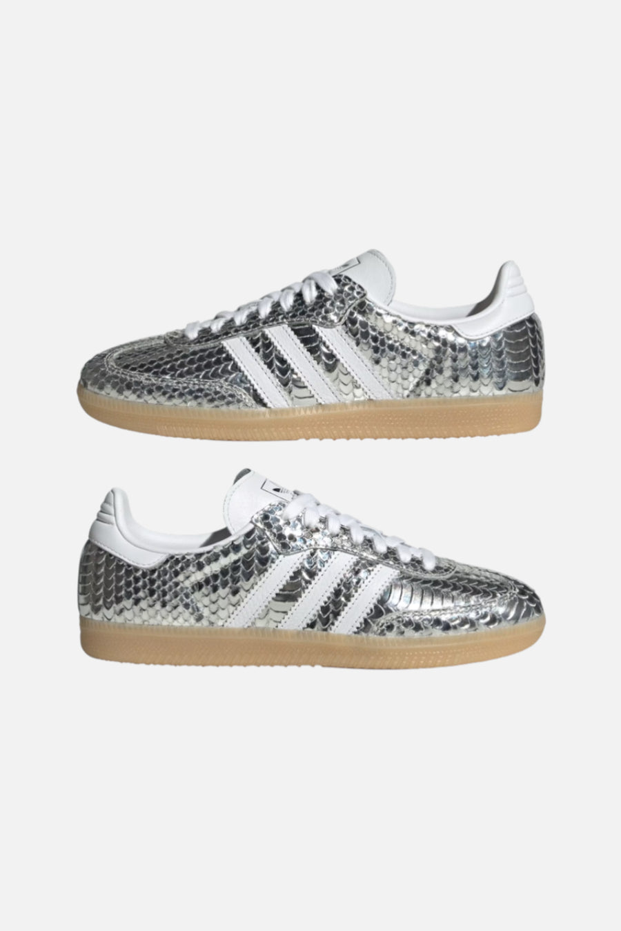 Adidas Women's Samba in Silver Metallic and Cloud white – pair