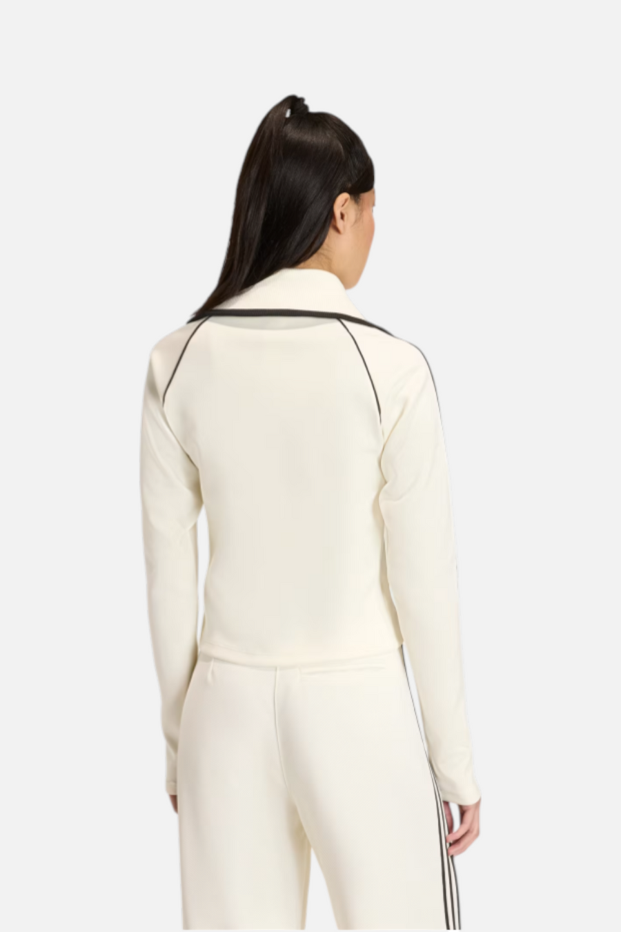 Adidas Women's Slim Fitted Firebird Track Top in Off White – back view