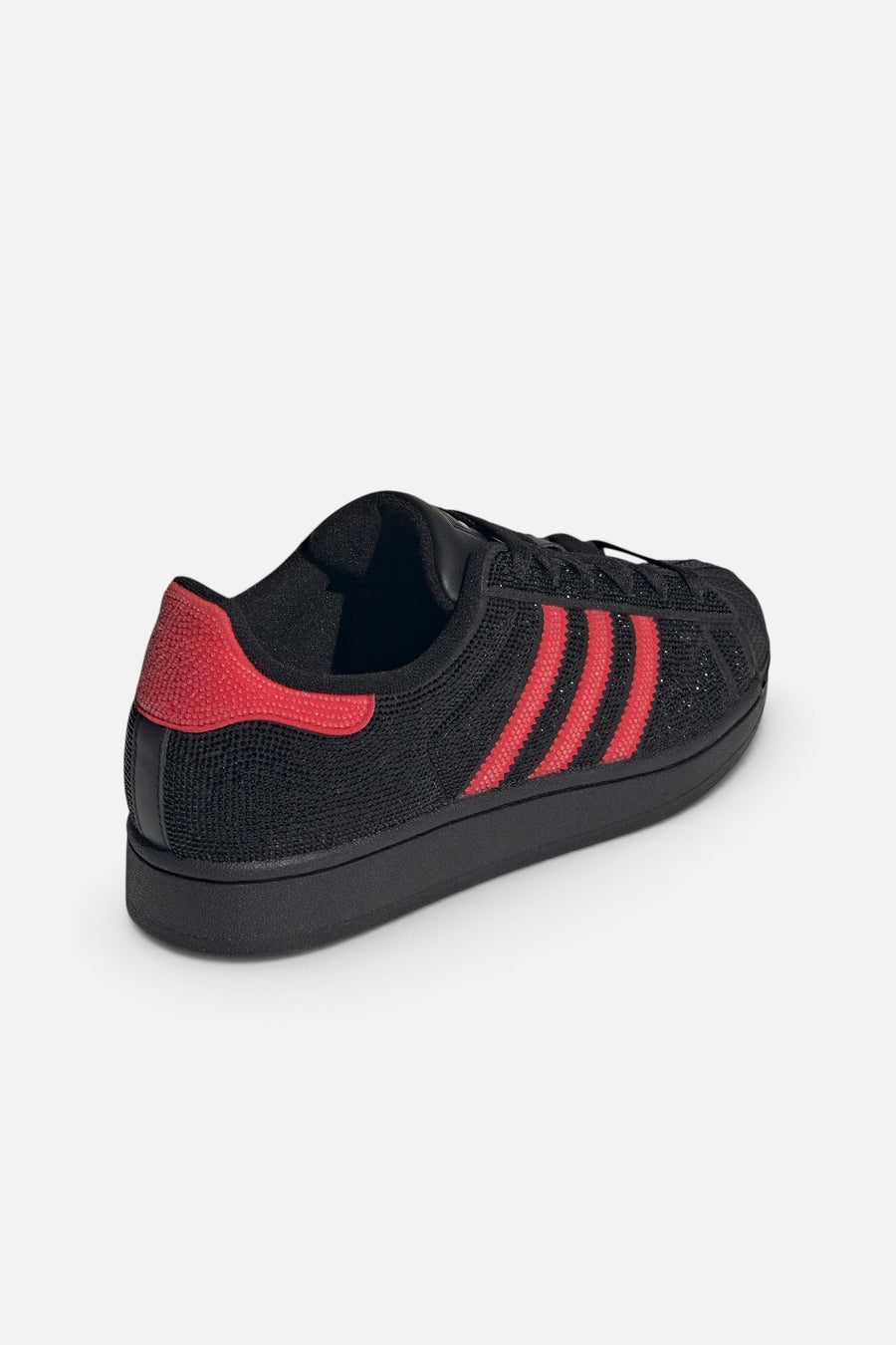 Adidas Women's Superstar II in Core Black, Better Scarlet, and Silver Metallic – back view