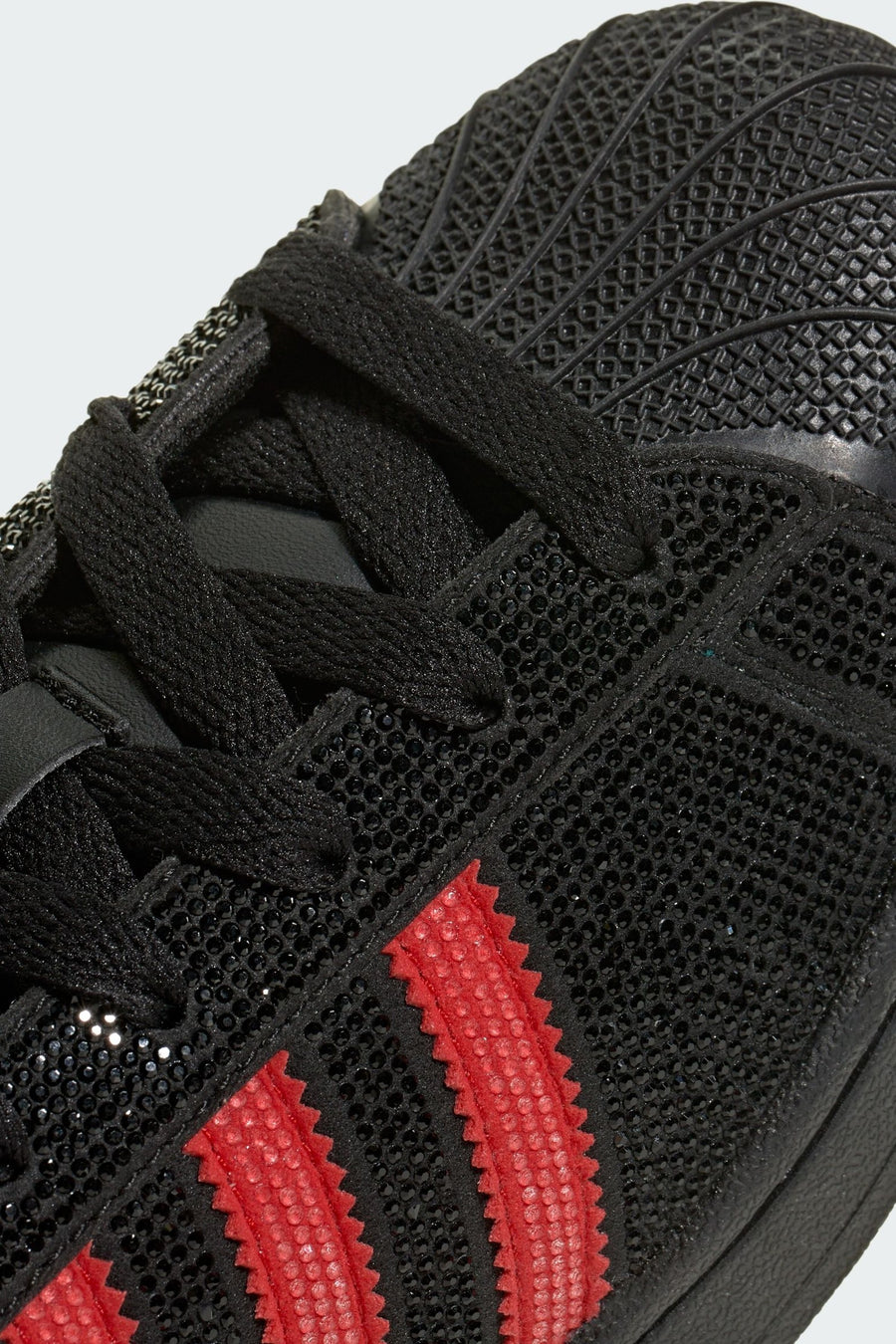 Adidas Women's Superstar II in Core Black, Better Scarlet, and Silver Metallic – detail