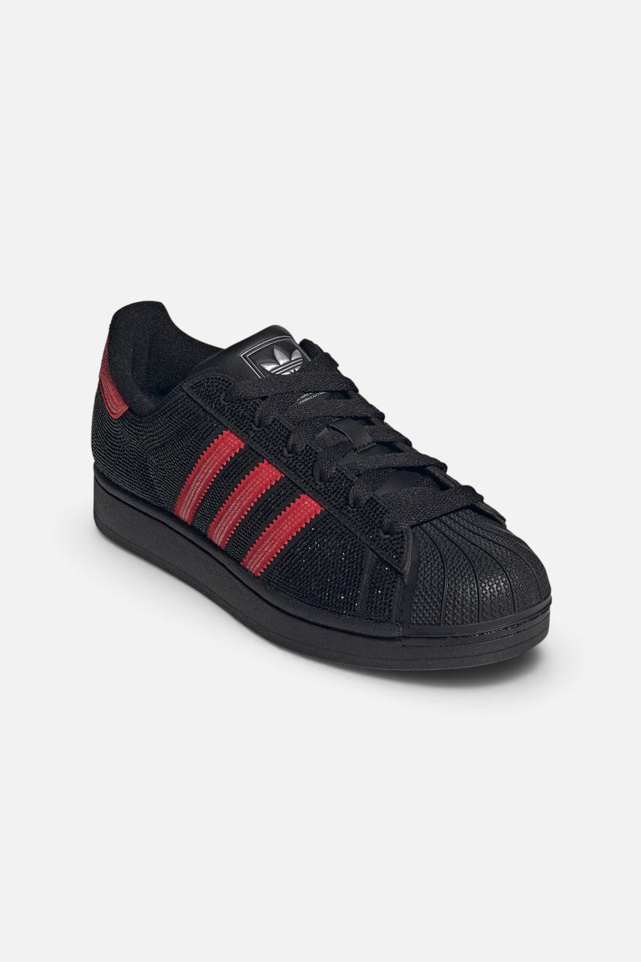 Adidas Women's Superstar II in Core Black, Better Scarlet, and Silver Metallic – front view