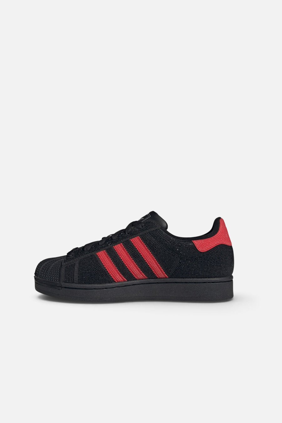 Adidas Women's Superstar II in Core Black, Better Scarlet, and Silver Metallic – side view